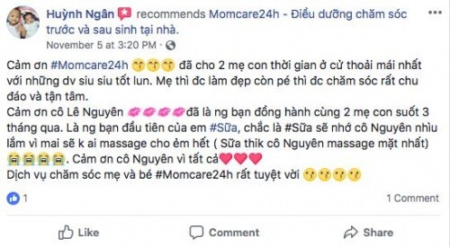 Cảm nhân của Nguyễn Huỳnh Hiếu Ngân sau khi sử dụng dịch vụ Chăm sóc Bé sau sinh