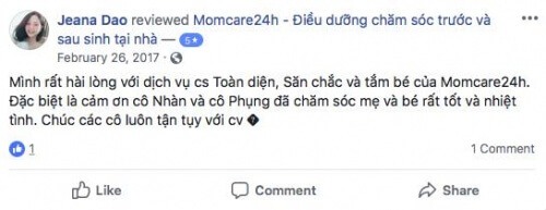 Cảm nhận của Chị Nhung sau khi sử dụng dịch vụ tại Momcare24h