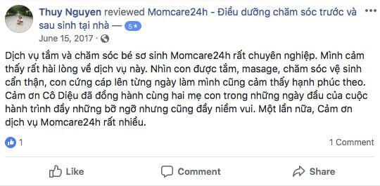 Cảm nhận của Nguyễn Thúy sau khi sử dụng dịch vụ Tắm và Chăm sóc Bé